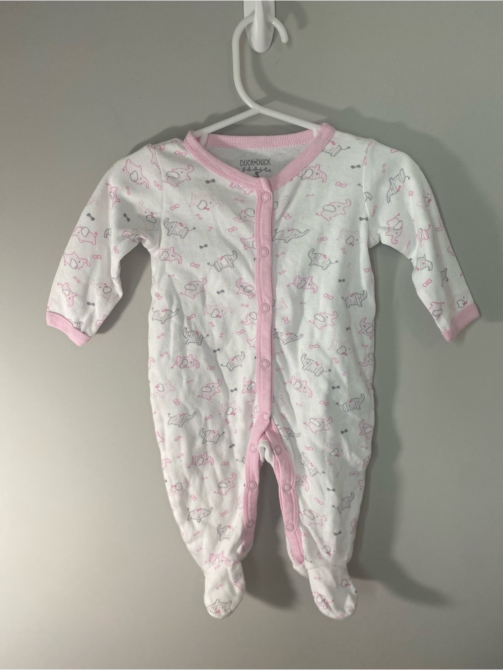 Duck Duck Goose White & Pink Onesie